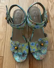 L'ATISTE Multicolor Floral Sandals with Yellow Accents