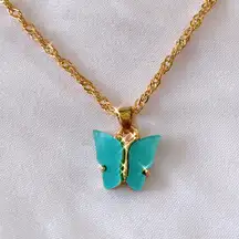 Turquoise Blue Butterfly Necklace