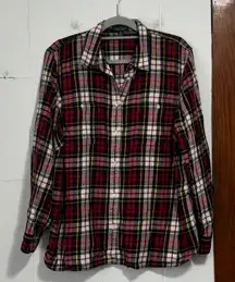 Lauren Ralph Lauren Plaid Tartan Flannel Shirt Womens Size 1X Red Green Yellow
