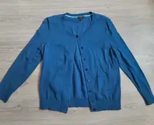 Talbots Petites Teal Blue Pima Cotton Long Sleeve Button Up Cardigan sz Large