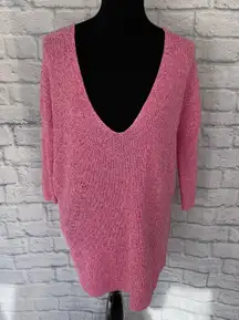 EXPRESS new with tags batwing plunging vneck knit sweater marble pink white M