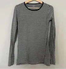🦋 GAP Black & White Striped Long Sleeve Blouse Casual Comfy Small Soft 💖