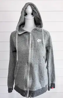 NIKE Heather Gray Womens size‎ S Logo Hardware Kangaroo Pocket Hoodie Jacket