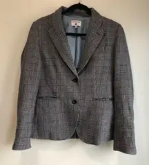 Ines de la Fressange Paris Uniqlo Women's Blazer size small grey blue plaid