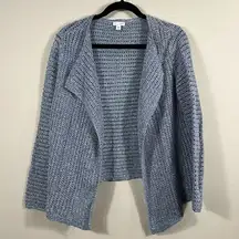 J. Jill Blue Draped Front Knit Cardigan Jacket 100% Cotton Women Size Small
