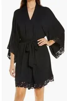 Eberjey Naya Lace Trim Jersey Knit Robe