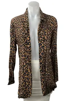 Beach Riot Brown Leopard Animal Print Open Front Long Sleeve Cardigan Top Size S