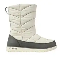 NWOB LL Bean Women's White Nylon Ultralight Quilted Insulated Tall Zip Boots 8.5