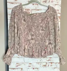 Alexis Blouse with Red and Black Floral Design