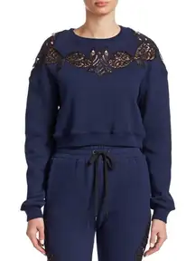 Jonathan Simkhai lace appliqué embroidered crop sweatshirt sweater size S small