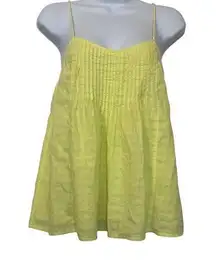 J. Crew NWT New Yellow Pintuck Flowy Tank Top Sz 0 Boho Beach Preppy