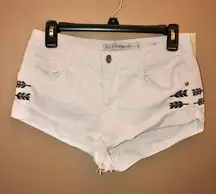 ZARA Trafaluc Premium Wash Collection Aztec Embroidered Arrow White Shorts 4