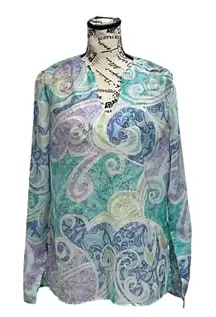 Vtg Retro Y2k Metro style Paisley Sheer Tunic Blouse Hippie Boho Peasent Fairy