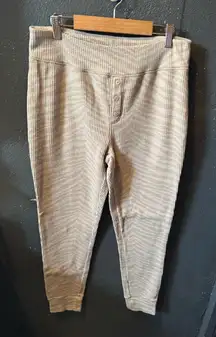 Aerie Cream Waffle Knot Zebra Striped Pajama Pants Size Large