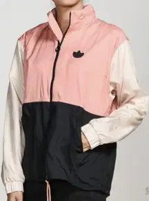 Adidas Originals Colorblock Windbreaker Jacket Pink Black Cream Women's S NWT