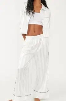 Free People NWT  Intimately Pajama Party Sleep Set LARGE Ivory Satin Wide Leg