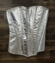Amazon Silver Strapless Corset Zip Up Size XS