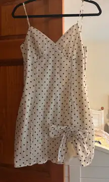 Polka dot white bow mini dress 