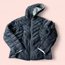 Reversible Black & grey puffer jacket with hood