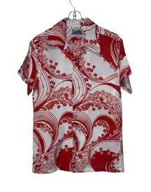 Diamond Head Women's Shirt‎ Hawaiian Aloha Button Up Short Sleeve Floral Large