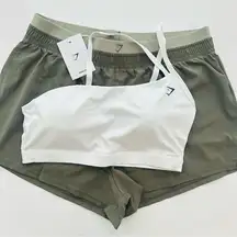 Gymshark XL/L Double Waistband Shorts & One Shoulder Sports Bra Set
