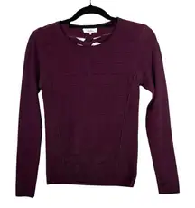 Parker Purple Crew Neck Long Sleeve Pullover Sweater Women’s XS Cut Out Back‎