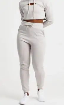 AYBL Everyday Comfy Sweatpant High Waist Joggers in Dove Gray / Tan Size Small