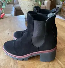 Antonio De Faria Suede Leather Chelsea Boots Platform Lug Sole Black Womens 6.5