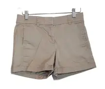 Womens J.Crew 4" Stretch H5806 Beige Cotton Blend Pockets Chino Shorts Size 00