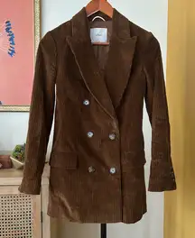 Aritzia Wilfred Double Breasted Corduroy Camel Blazer Jacket Brown $248 Size 00
