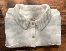A4 Madewell Waffle Knit Button Up Shirt Jacket Top Cream Small‎ Pockets
