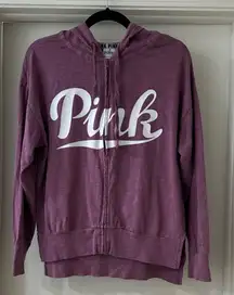 Victoria's Secret PINK Purple Oversize High-Low Zip-up Sweatshirt, Size XS