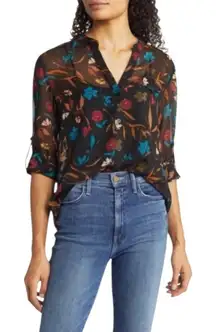 Sheer Floral Blouse Black From The Kloth Floral Size Medium Feminine Fairy Goth