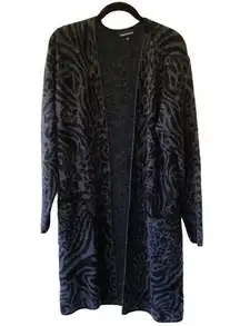 NWOT Stitch Fix Fortune+Ivy Gray Black Animal Print Longline Cardigan Sweater L