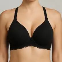 Adore Me Black Lace Balconette Bra 44DD Front Clasp Racerback Straps