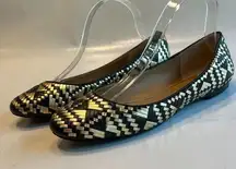 Rebecca Minkoff Black/Gold Woven Uma‎ Flat 8.5 M