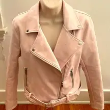 Forever 21 Y2K vegan leather blush pink Moto biker jacket, size S Barbiecore