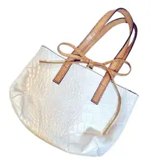 Castellari Milano Mini Purse Women's Ivory Faux Croc‎ Leather Striped Interior