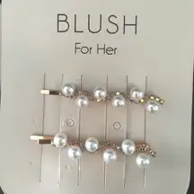 Blush New  set of 2 Dressy Bobby Pins Gold Pearls