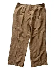 Lafayette 148 NY Women’s Brown Linen Wool Blend Wide Leg Trouser Dress Pants 16