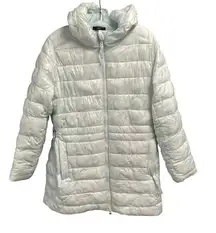 Swiss Tech Ice Blue Size Large 12 14 Long Puffer Jacket Coat Full Zip Hooded