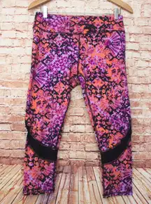 | Purple & Orange Patterned Capri Leggings