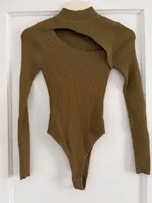 Cut-Out Mock Neck Bodysuit