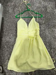 Take Me Higher Shoulder Tie Mini Dress - Lemon