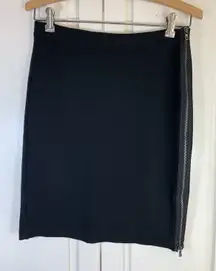 Gap‎ Moto Full Zip Pencil Skirt Women 4 Black Retro Goth Emo Punk Knee Length