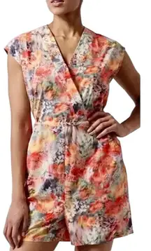 Athleta Marlow Romper Renewed Bloom Pink Floral Womens Large NWOT