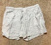 Old Navy Linen Blend Cream Elastic Waist Shorts - Large