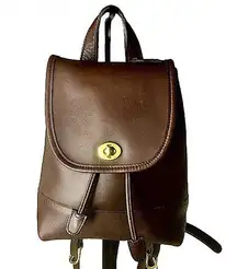 Vintage COACH Brown Glove Tanned Backpack Adjustable Straps Brass Hardware 9960