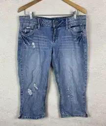 American Eagle Womens Cropped Jeans AE Artist Size 10 Regular Distressed Y2K‎