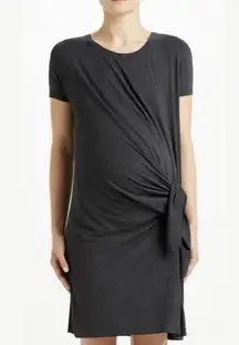 hatch the talia gray ruched side tie maternity mini dress